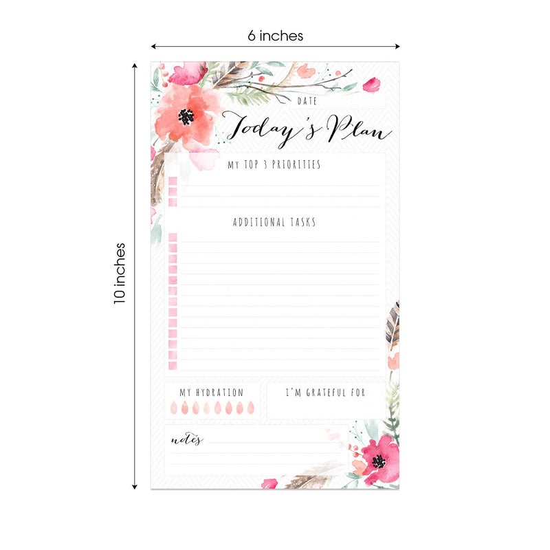 Canopy Street Boho Spirit Sticky Note Daily to-Do Planner / 50 Sticky Pages for Daily Tasks/Floral Note Scheduling / 6" x 10" Planner - Image 4